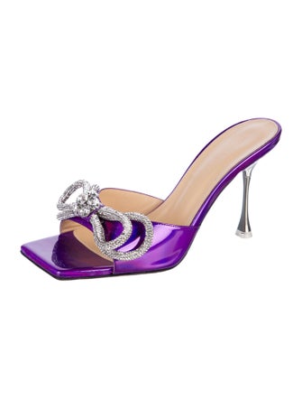 Mach & Mach Patent Leather Animal Print Slides