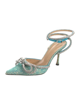 Mach & Mach Satin Bow Accents D'Orsay Pumps