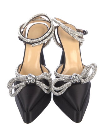 Mach & Mach Satin Bow Accents Mules