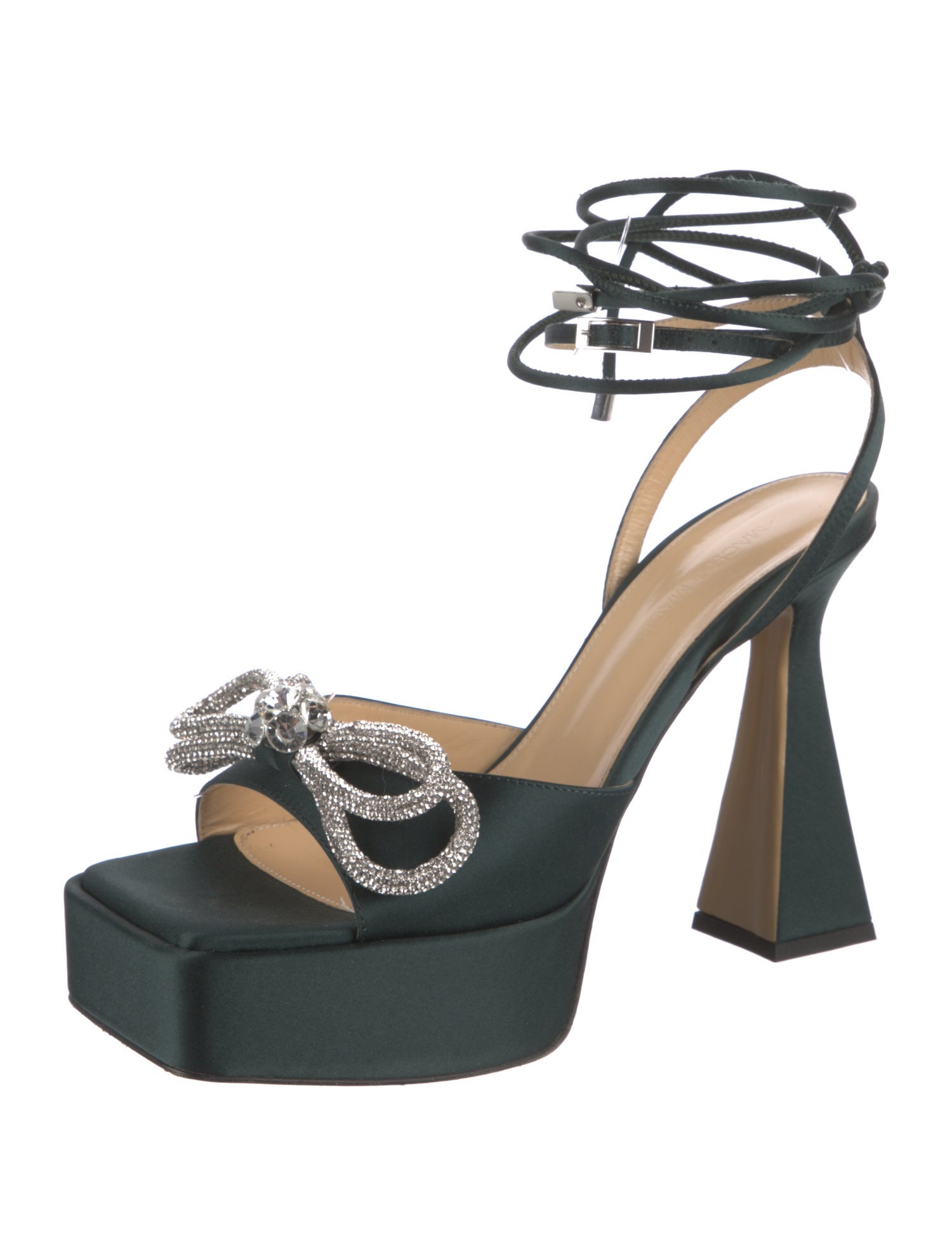 Mach & Mach Satin Bow Accents Sandals
