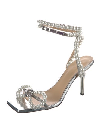 Mach & Mach Faux Pearl Accents Leather Sandals