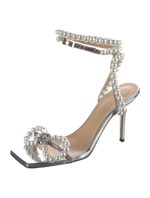Mach & Mach Faux Pearl Accents Leather Sandals
