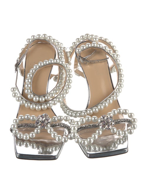 Mach & Mach Faux Pearl Accents Leather Sandals