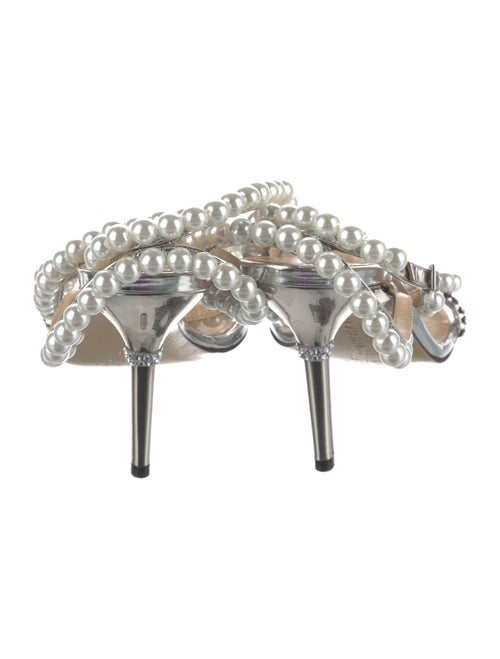 Mach & Mach Faux Pearl Accents Leather Sandals