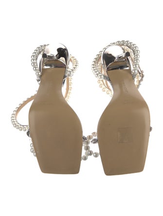 Mach & Mach Faux Pearl Accents Leather Sandals