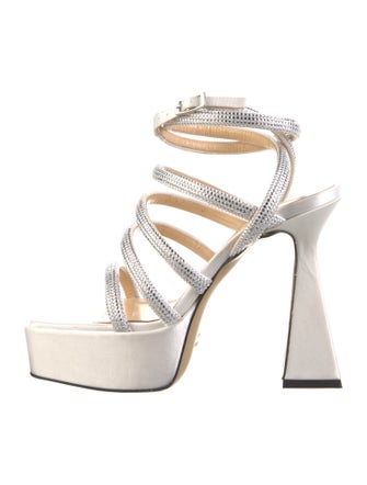 Mach & Mach Satin Crystal Embellishments Sandals