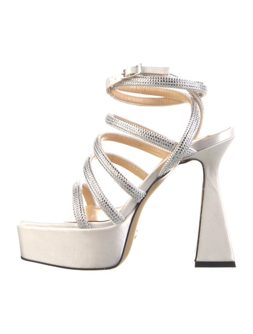 Mach & Mach Satin Crystal Embellishments Sandals