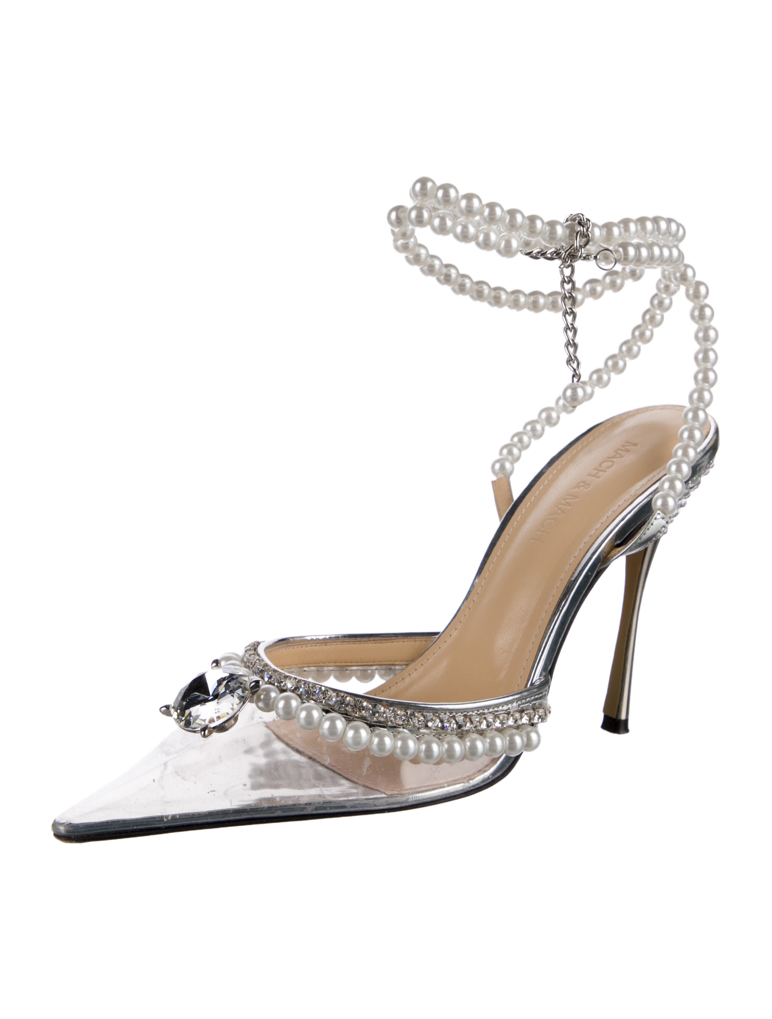 Mach & Mach PVC Crystal Embellishments D'Orsay Pumps