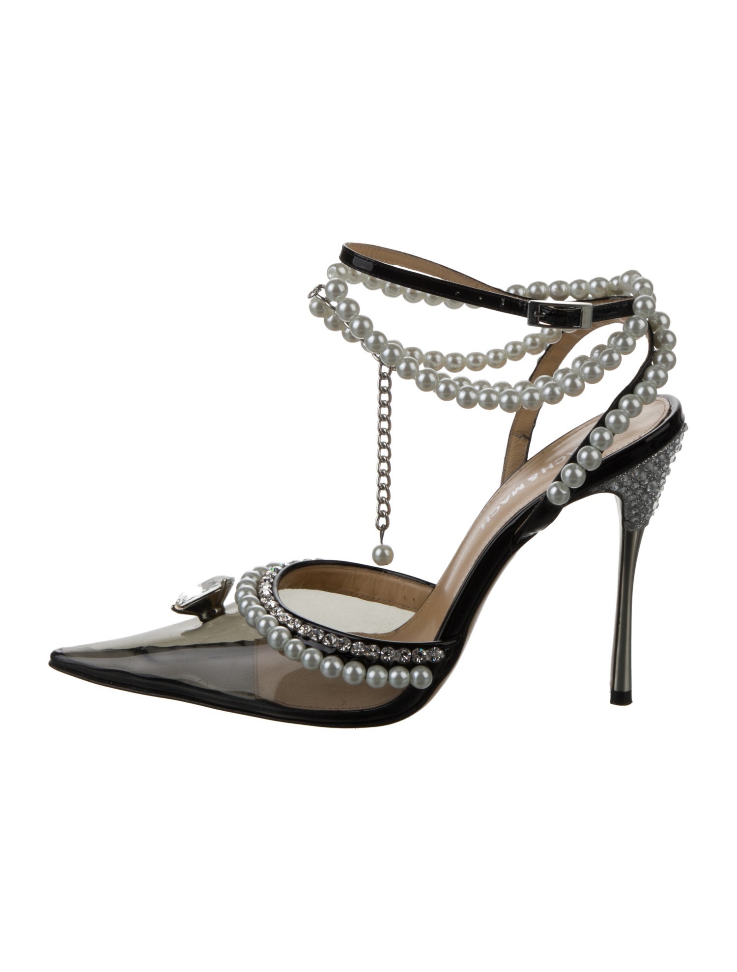 Mach & Mach PVC Crystal Embellishments T-Strap Pumps