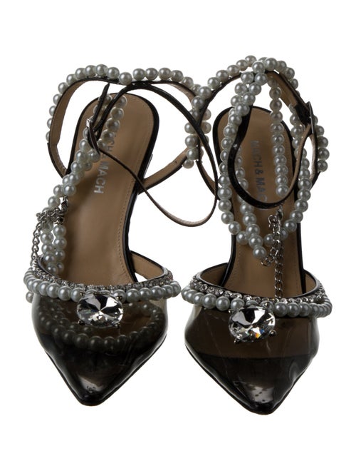 Mach & Mach PVC Crystal Embellishments T-Strap Pumps