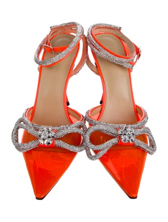 Mach & Mach PVC Crystal Embellishments Slingback Pumps
