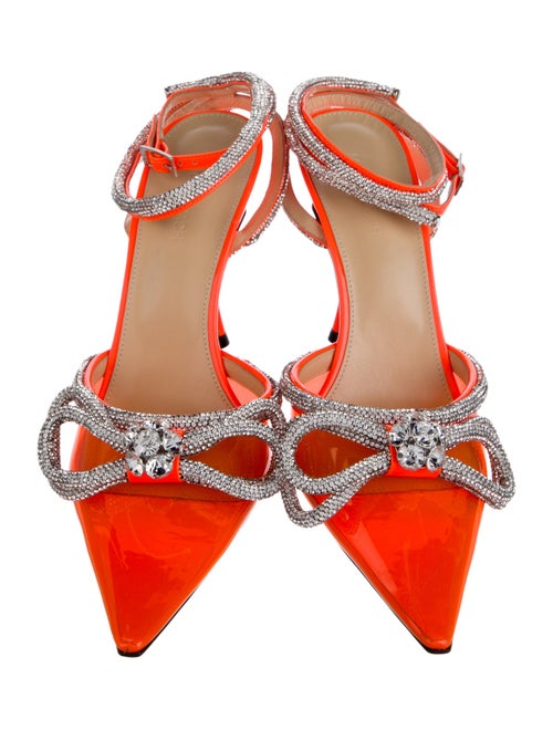 Mach & Mach PVC Crystal Embellishments Slingback Pumps