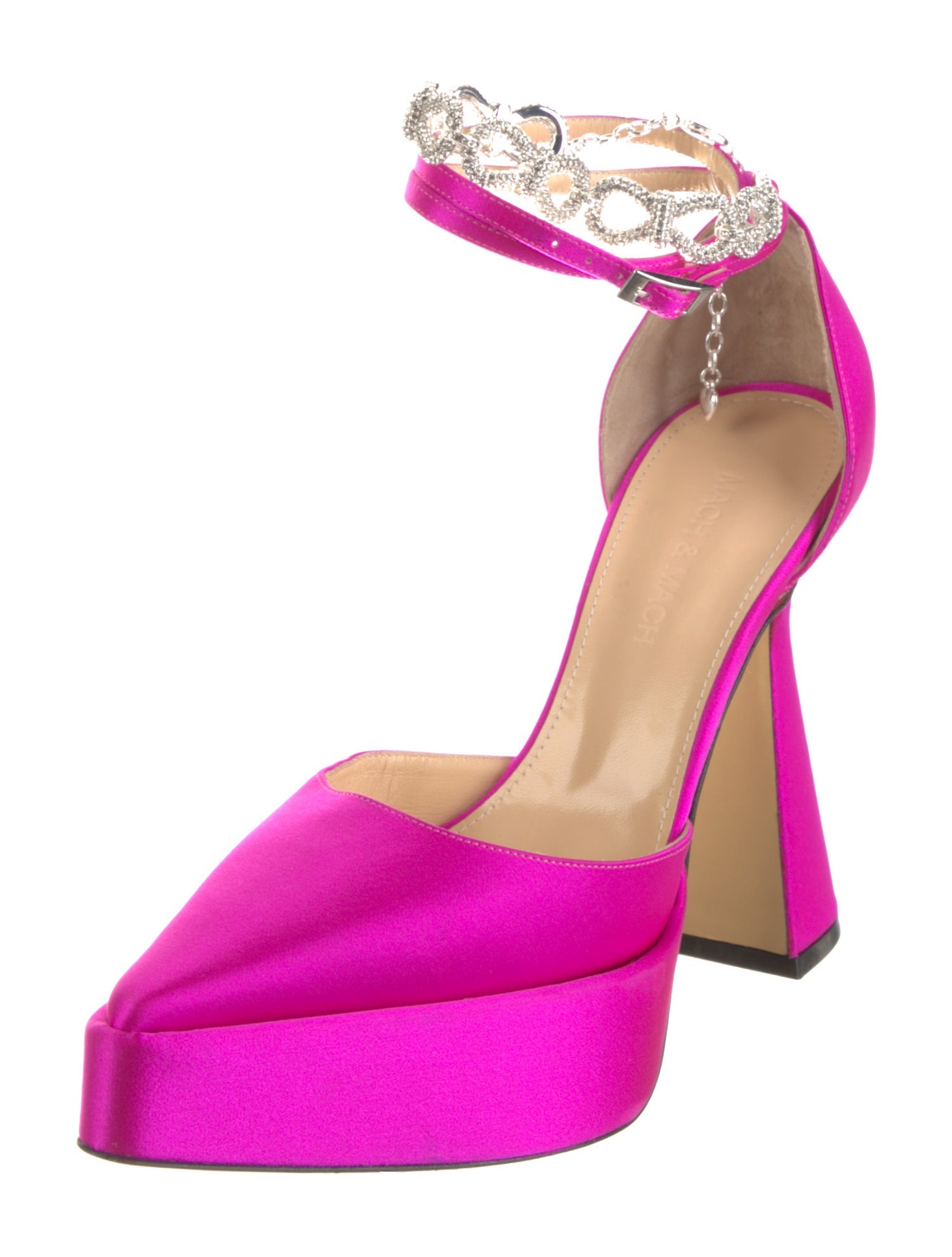 Mach & Mach Satin Crystal Embellishments D'Orsay Pumps