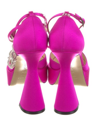 Mach & Mach Satin Crystal Embellishments D'Orsay Pumps