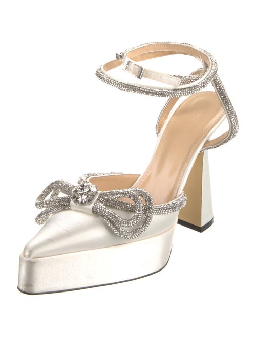 Mach & Mach Satin Bow Accents Slingback Pumps