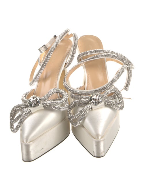 Mach & Mach Satin Bow Accents Slingback Pumps