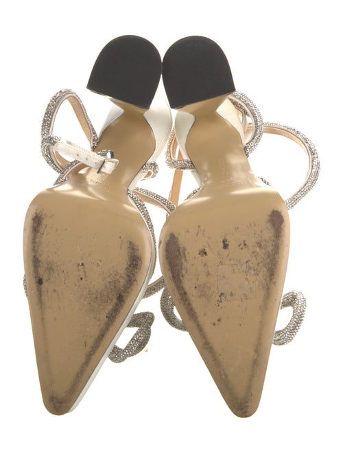 Mach & Mach Satin Bow Accents Slingback Pumps