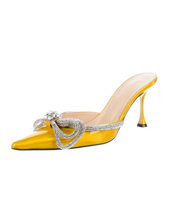 Mach & Mach Patent Leather Bow Accents Mules