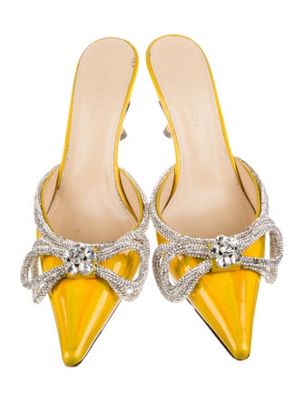 Mach & Mach Patent Leather Bow Accents Mules