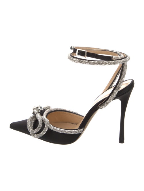 Mach & Mach Satin Bow Accents D'Orsay Pumps