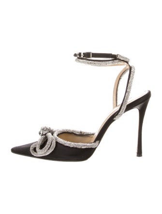 Mach & Mach Satin Bow Accents D'Orsay Pumps