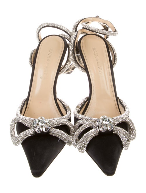 Mach & Mach Satin Bow Accents D'Orsay Pumps