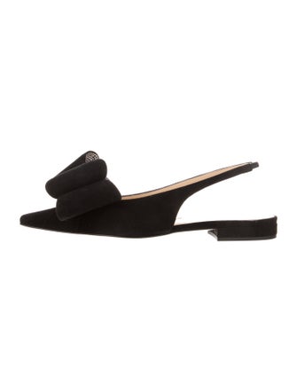 Mach & Mach Suede Bow Accents Slingback Flats
