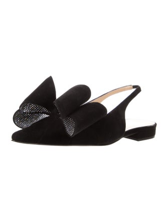 Mach & Mach Suede Bow Accents Slingback Flats