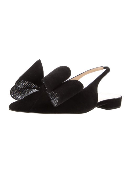 Mach & Mach Suede Bow Accents Slingback Flats