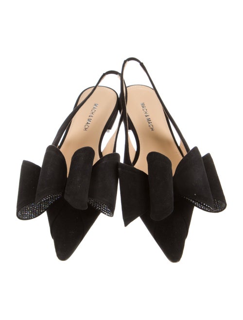 Mach & Mach Suede Bow Accents Slingback Flats