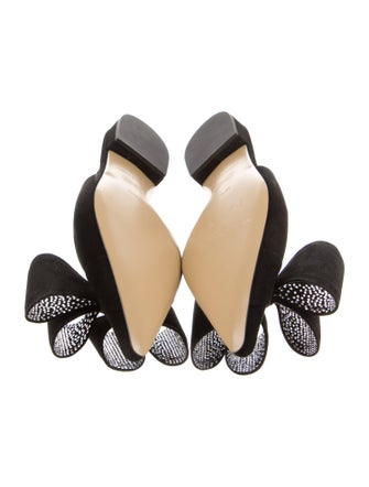 Mach & Mach Suede Bow Accents Slingback Flats