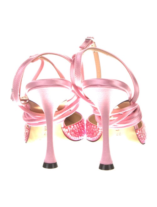 Mach & Mach Satin Crystal Embellishments Slingback Pumps
