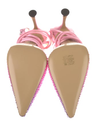 Mach & Mach Satin Crystal Embellishments Slingback Pumps