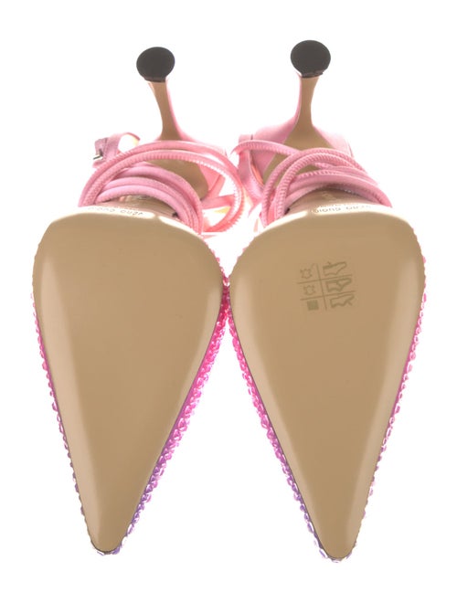 Mach & Mach Satin Crystal Embellishments Slingback Pumps