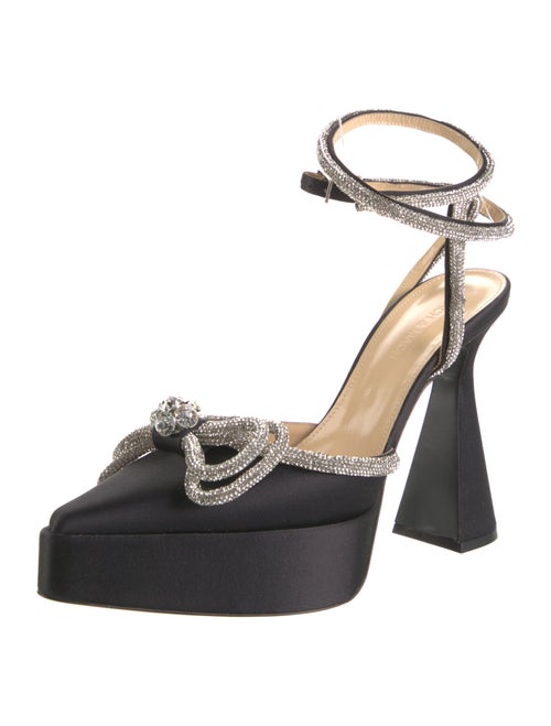 Mach & Mach Satin Bow Accents Slingback Pumps