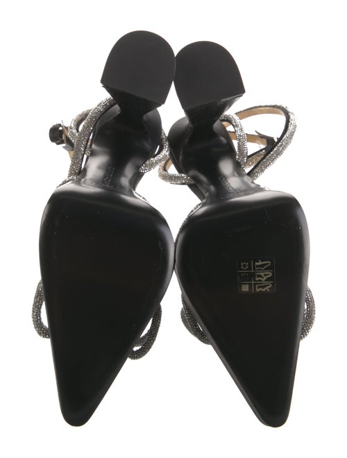 Mach & Mach Satin Bow Accents Slingback Pumps