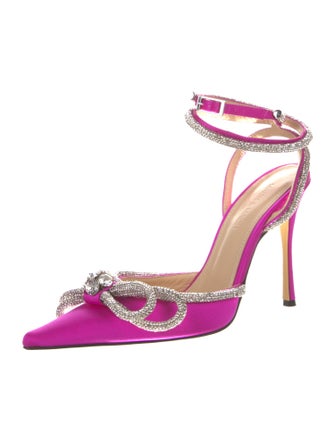 Mach & Mach Satin Striped D'Orsay Pumps