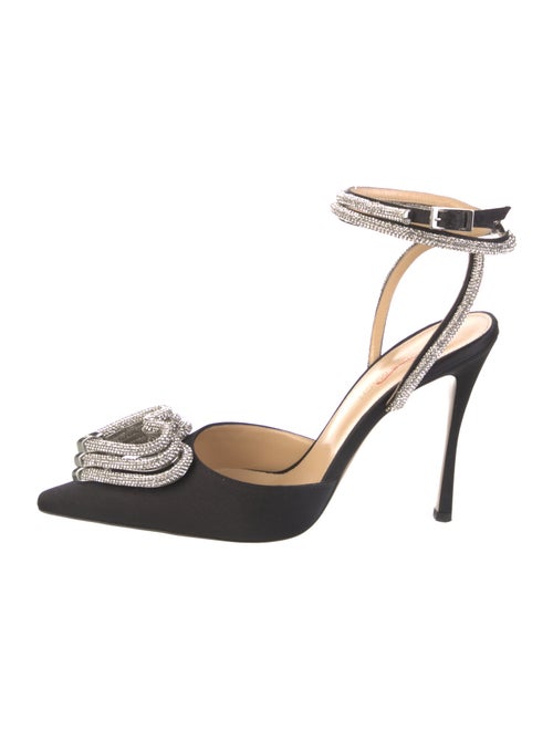 Mach & Mach Satin Crystal Embellishments Slingback Pumps