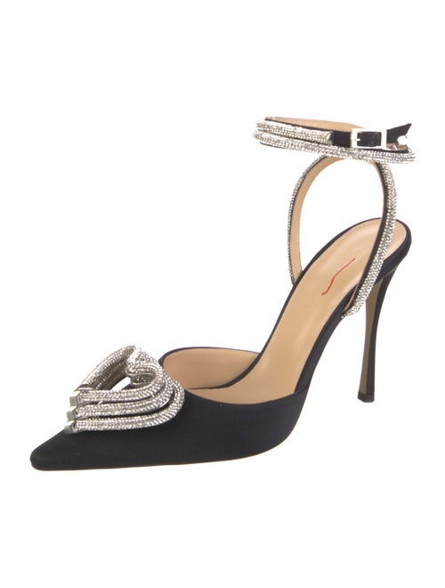 Mach & Mach Satin Crystal Embellishments Slingback Pumps