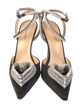Mach & Mach Satin Crystal Embellishments Slingback Pumps