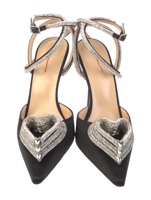 Mach & Mach Satin Crystal Embellishments Slingback Pumps