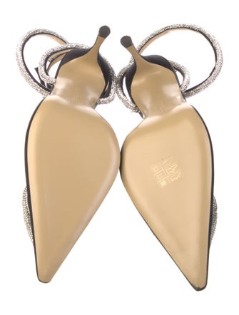 Mach & Mach Satin Crystal Embellishments Slingback Pumps