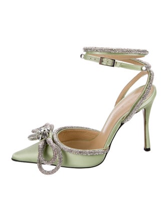 Mach & Mach Satin Bow Accents D'Orsay Pumps