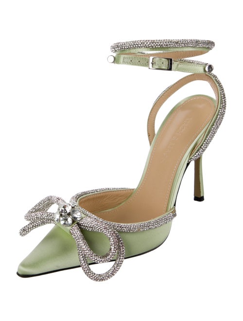 Mach & Mach Satin Bow Accents D'Orsay Pumps