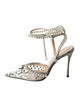 Mach & Mach Leather Crystal Embellishments Slingback Pumps