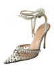 Mach & Mach Leather Crystal Embellishments Slingback Pumps