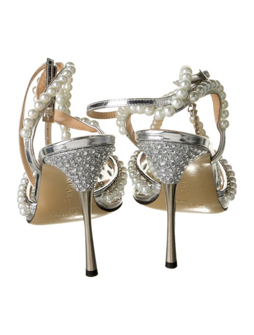 Mach & Mach Leather Crystal Embellishments Slingback Pumps