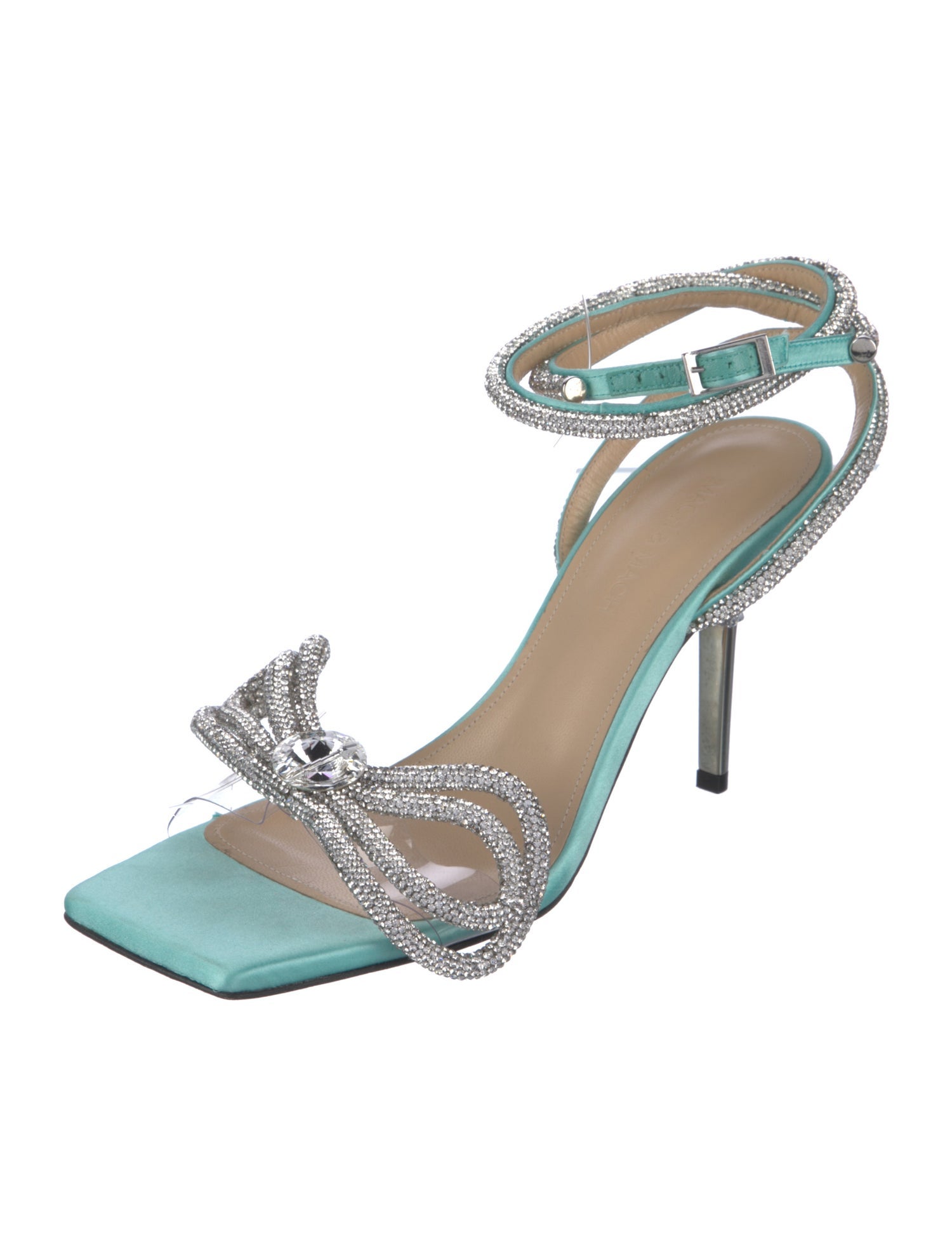 Mach & Mach Satin Crystal Embellishments Sandals