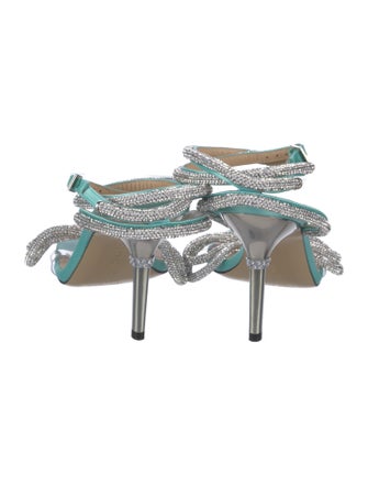 Mach & Mach Satin Crystal Embellishments Sandals