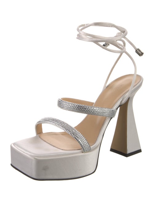 Mach & Mach Leather Crystal Embellishments Sandals